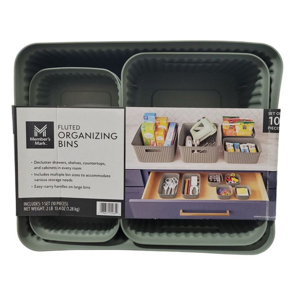 Member's Mark 10-piece Organizing Bin Set Multiple Colors - Sage Green
